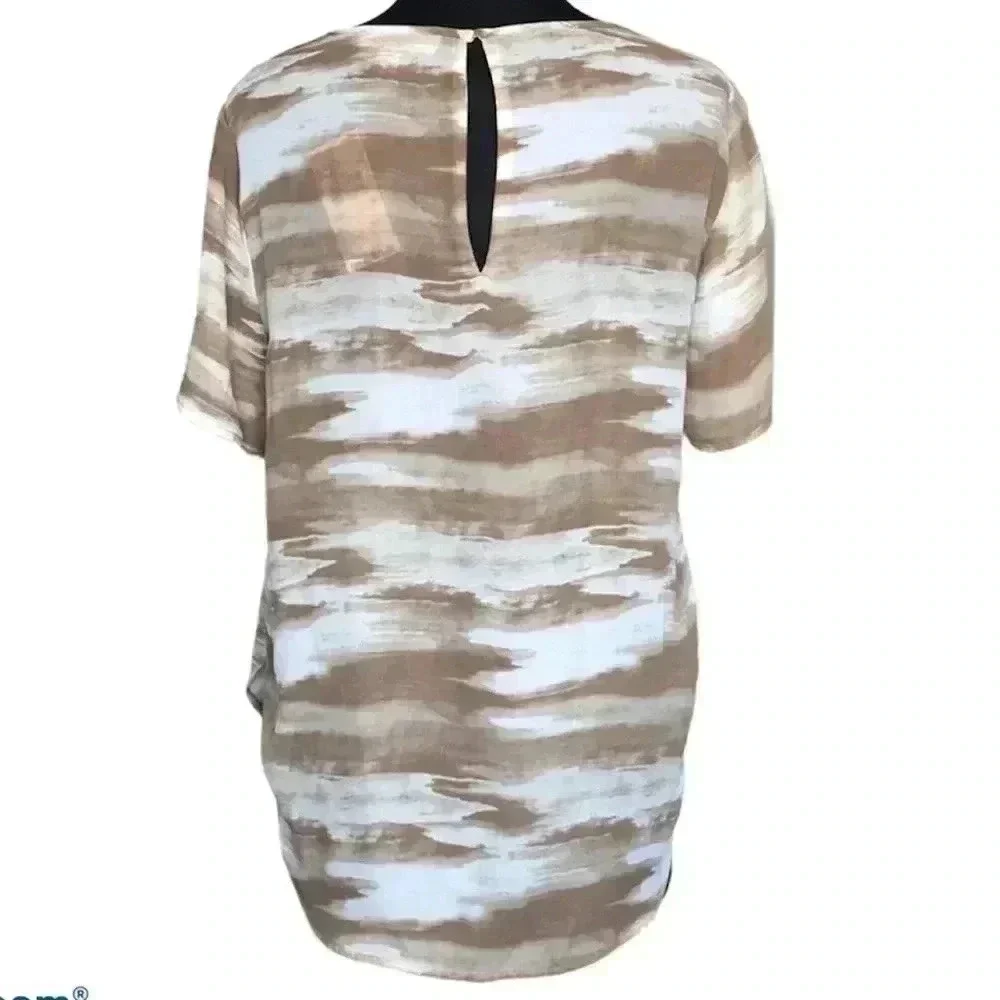 Michael Kors Tan and White Ecru Blouse Size M